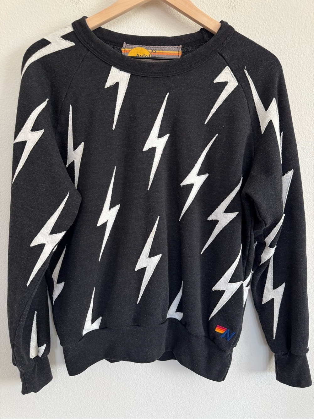 Aviator Nation Limited Edition Embroidered Lightning Bolt Crewneck Sweatshirt XS
